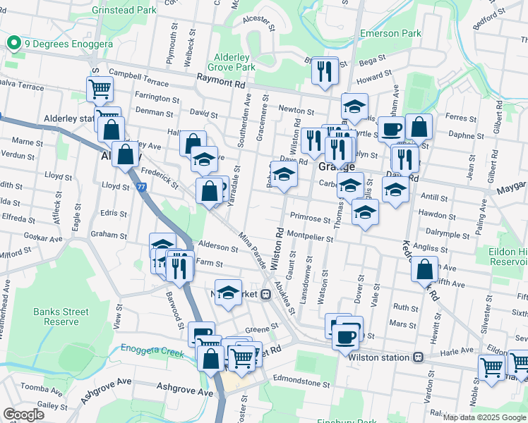 map of restaurants, bars, coffee shops, grocery stores, and more near 17 Clegg Parade in Newmarket