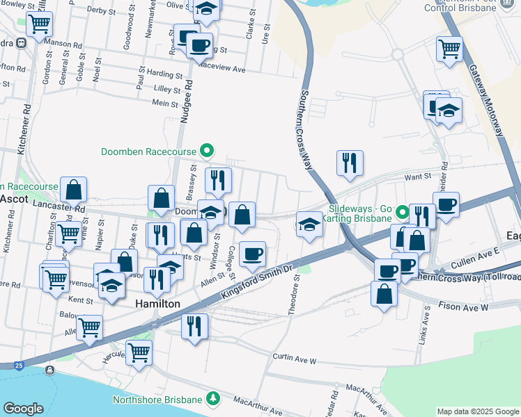 map of restaurants, bars, coffee shops, grocery stores, and more near 5 Silva Street in Ascot