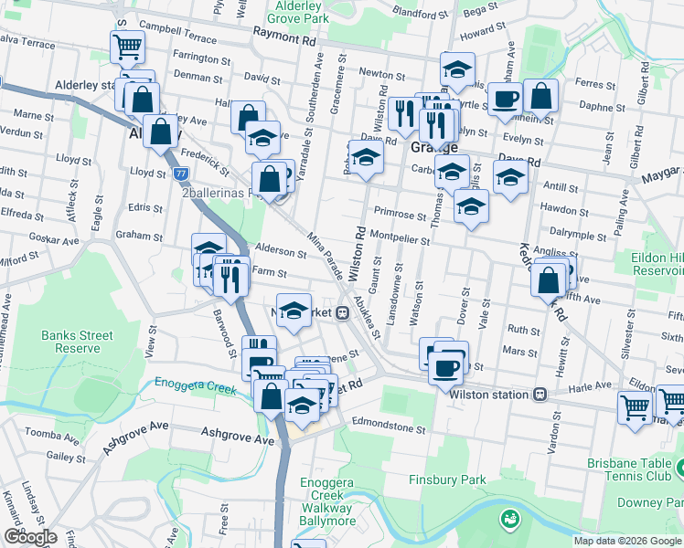 map of restaurants, bars, coffee shops, grocery stores, and more near 7 Mina Parade in Newmarket