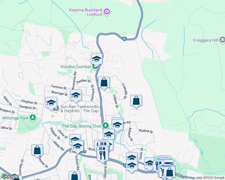 map of restaurants, bars, coffee shops, grocery stores, and more near 53 Tilquin Street in The Gap