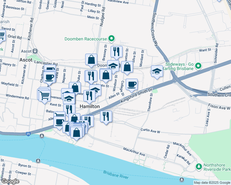map of restaurants, bars, coffee shops, grocery stores, and more near 9 Windsor Street in Hamilton