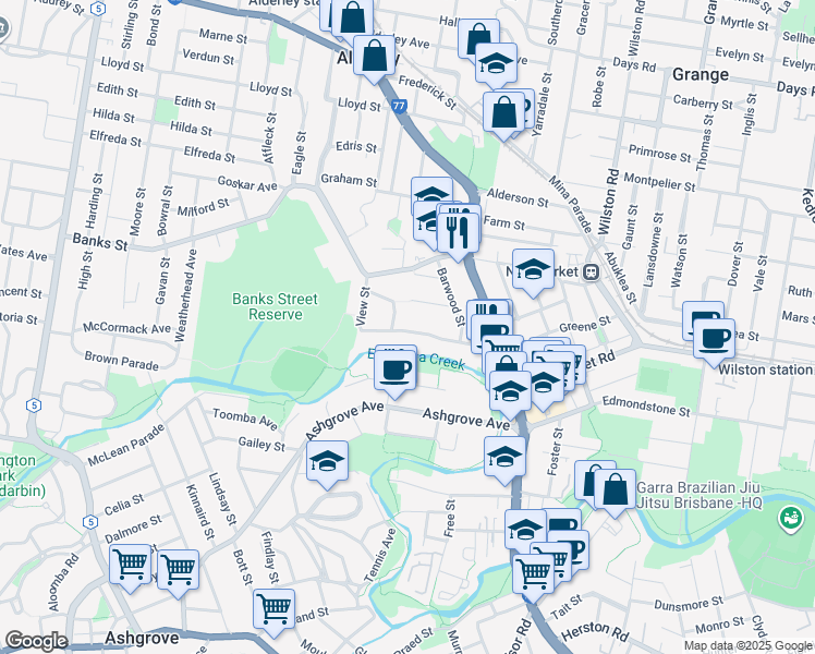 map of restaurants, bars, coffee shops, grocery stores, and more near 65 Willmington Street in Newmarket