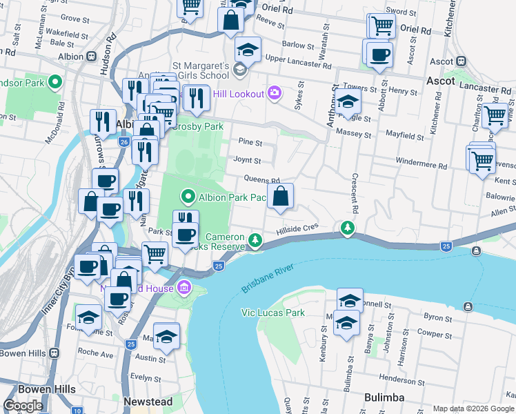 map of restaurants, bars, coffee shops, grocery stores, and more near 40 Toorak Road in Hamilton