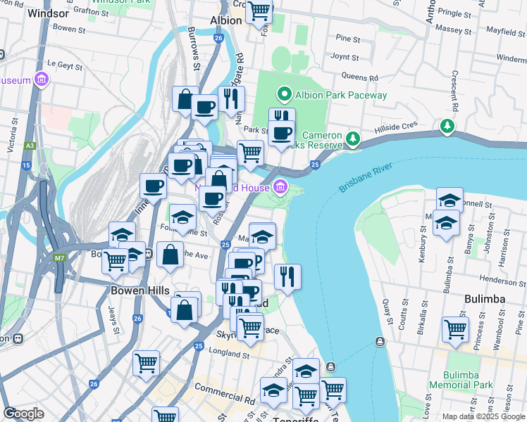 map of restaurants, bars, coffee shops, grocery stores, and more near 9 Newstead Avenue in Newstead