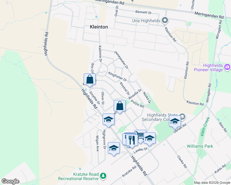 map of restaurants, bars, coffee shops, grocery stores, and more near 8 Clara Street in Highfields