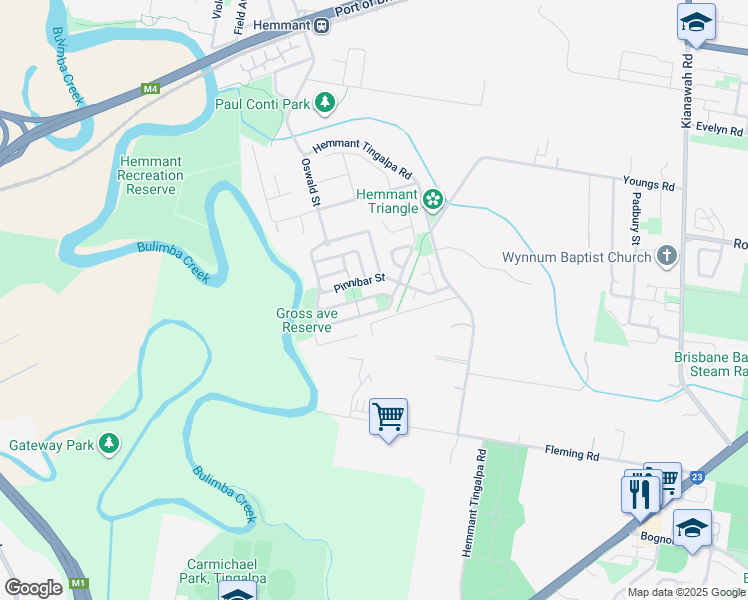 map of restaurants, bars, coffee shops, grocery stores, and more near 29 Tawonga Street in Hemmant