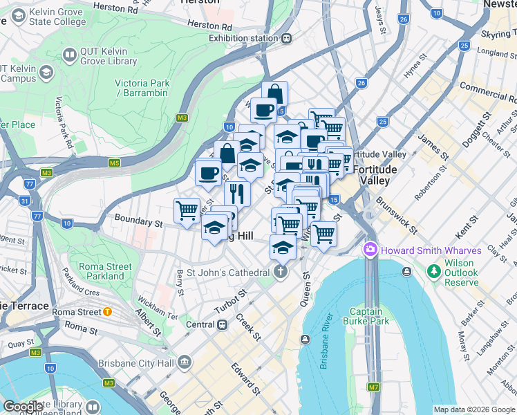 map of restaurants, bars, coffee shops, grocery stores, and more near 101 Saint Pauls Terrace in Spring Hill