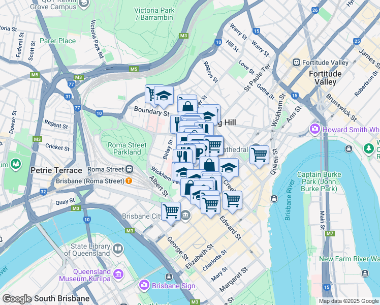 map of restaurants, bars, coffee shops, grocery stores, and more near 490 Upper Edward Street in Spring Hill