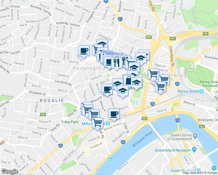 map of restaurants, bars, coffee shops, grocery stores, and more near 13 Sackville Street in Milton