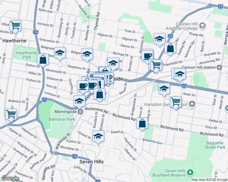 map of restaurants, bars, coffee shops, grocery stores, and more near 47 Shetland Street in Morningside