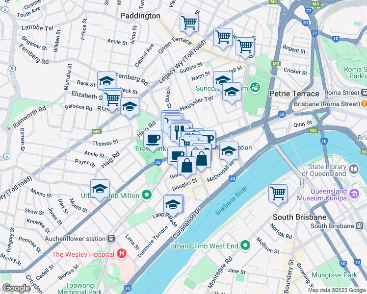 map of restaurants, bars, coffee shops, grocery stores, and more near in Milton