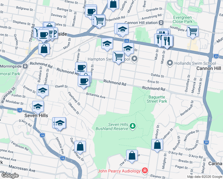 map of restaurants, bars, coffee shops, grocery stores, and more near 60 Blackwood Avenue in Morningside