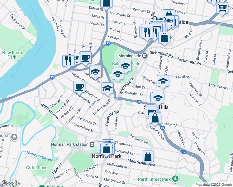 map of restaurants, bars, coffee shops, grocery stores, and more near 381 Bennetts Road in Norman Park