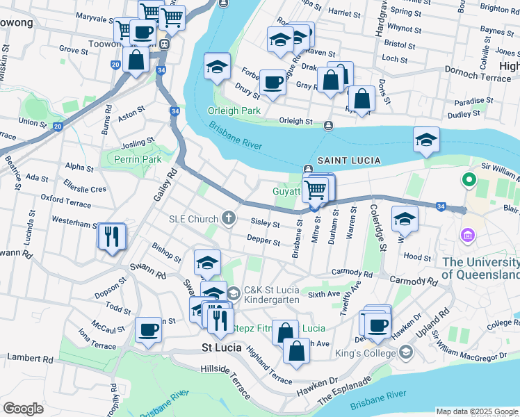map of restaurants, bars, coffee shops, grocery stores, and more near 109 Sir Fred Schonell Drive in Saint Lucia