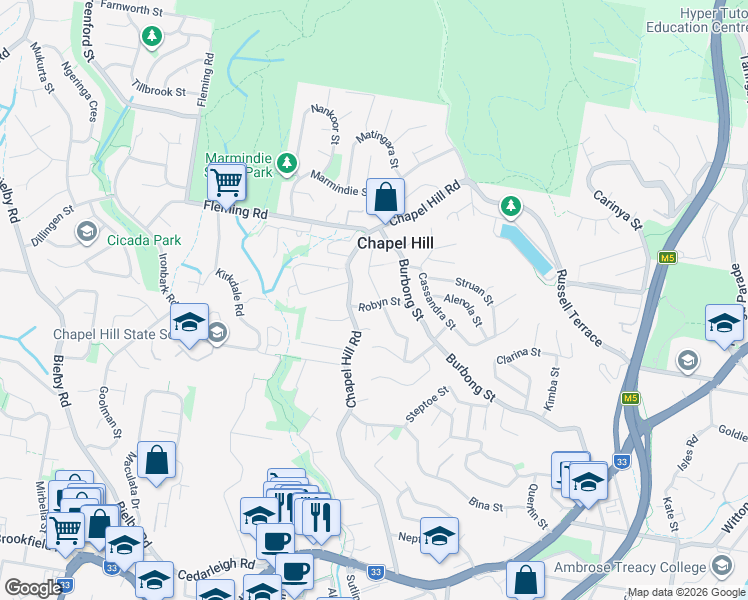 map of restaurants, bars, coffee shops, grocery stores, and more near 15 Robyn Street in Chapel Hill