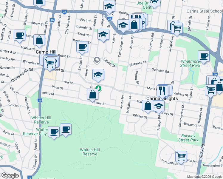 map of restaurants, bars, coffee shops, grocery stores, and more near 151 Samuel Street in Camp Hill