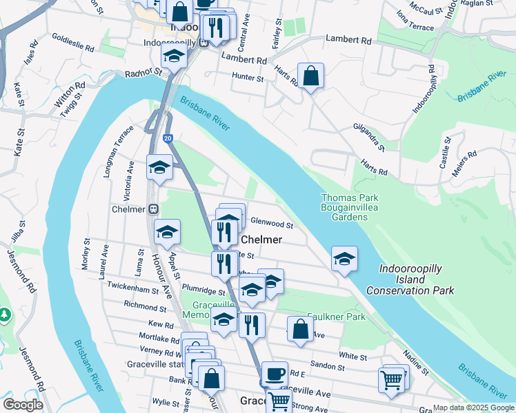 map of restaurants, bars, coffee shops, grocery stores, and more near 113 Queenscroft Street in Chelmer