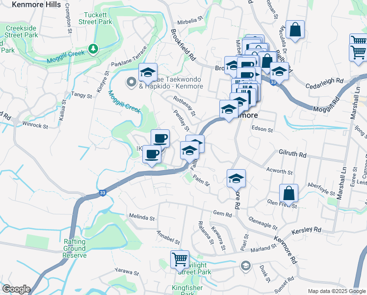 map of restaurants, bars, coffee shops, grocery stores, and more near 4 Lanark Street in Kenmore