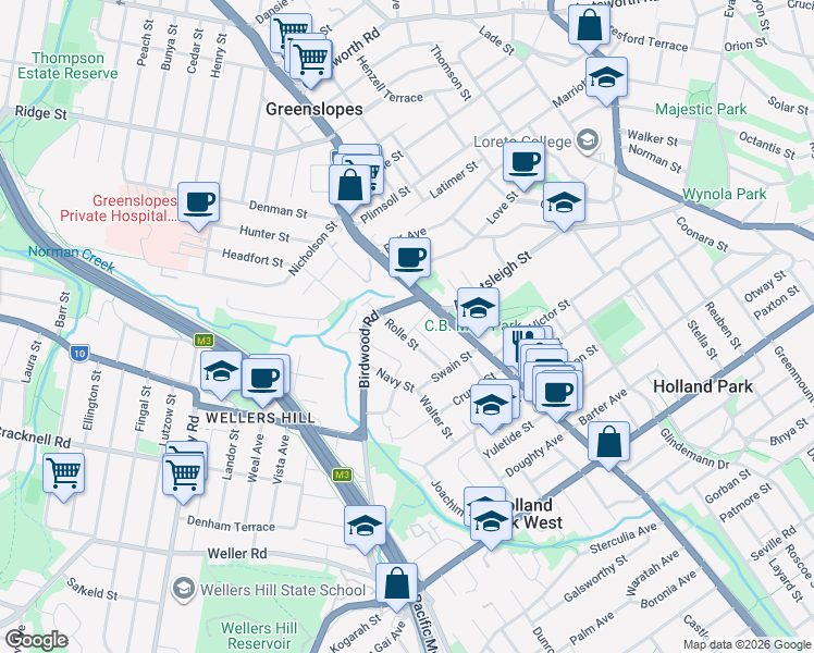 map of restaurants, bars, coffee shops, grocery stores, and more near 18 Rolle Street in Holland Park West