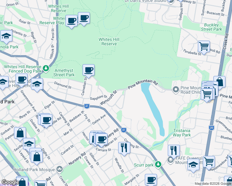 map of restaurants, bars, coffee shops, grocery stores, and more near 29 Wyncroft Street in Holland Park