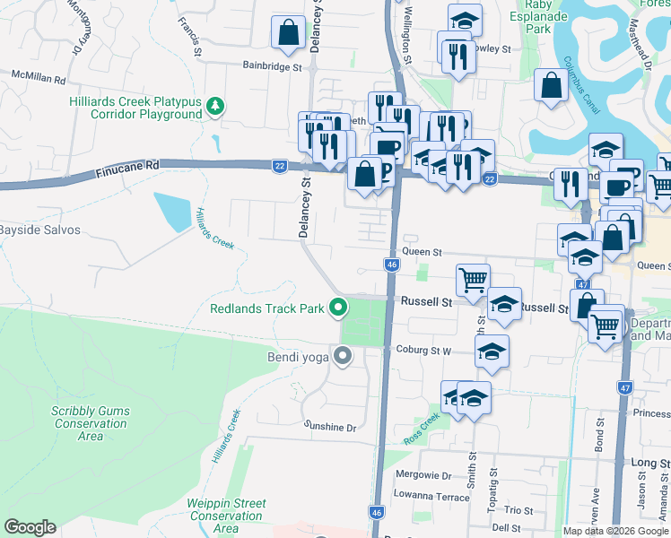 map of restaurants, bars, coffee shops, grocery stores, and more near 7A Delancey Street in Cleveland