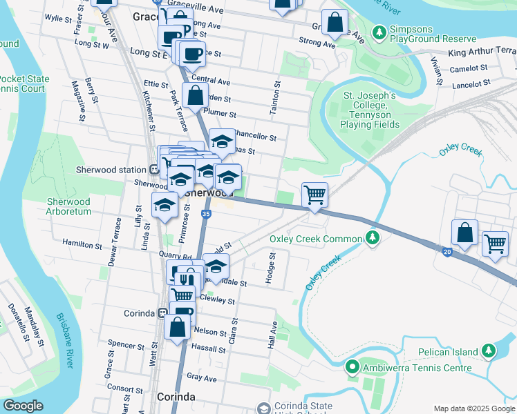 map of restaurants, bars, coffee shops, grocery stores, and more near 564 Sherwood Road in Sherwood