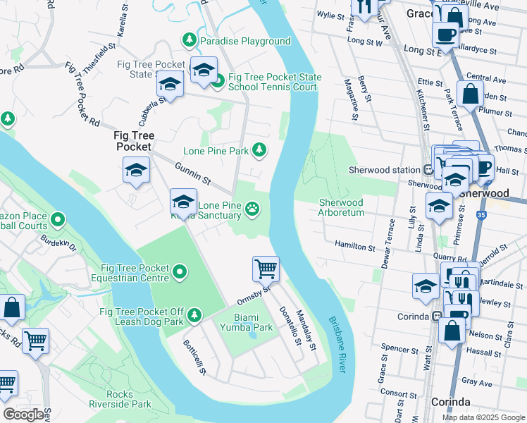 map of restaurants, bars, coffee shops, grocery stores, and more near 708 Jesmond Road in Fig Tree Pocket