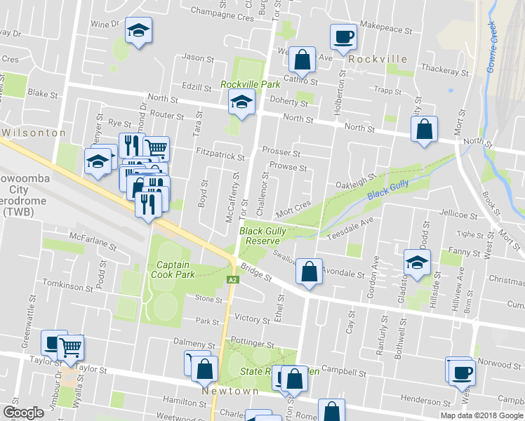 map of restaurants, bars, coffee shops, grocery stores, and more near 22 Challenor Street in Rockville