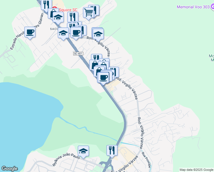 map of restaurants, bars, coffee shops, grocery stores, and more near 4100 SC-401 in Florianópolis
