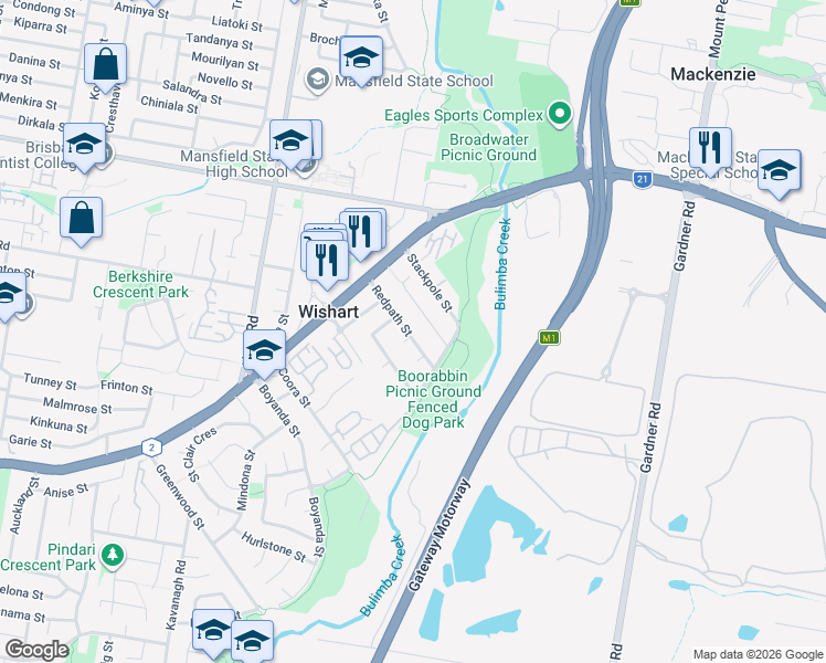 map of restaurants, bars, coffee shops, grocery stores, and more near 28 Redpath Street in Wishart
