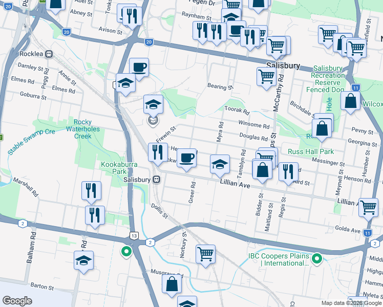map of restaurants, bars, coffee shops, grocery stores, and more near 79 Henson Road in Salisbury