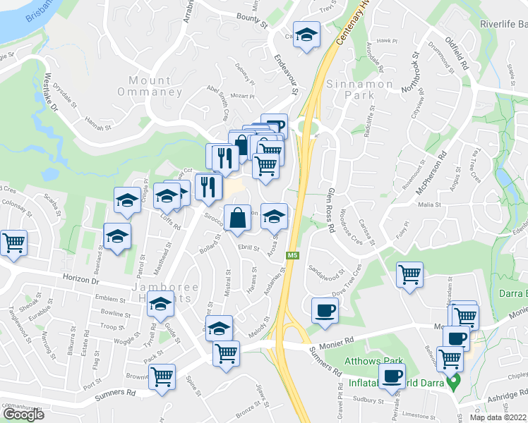 map of restaurants, bars, coffee shops, grocery stores, and more near 36 Galleon Street in Jamboree Heights