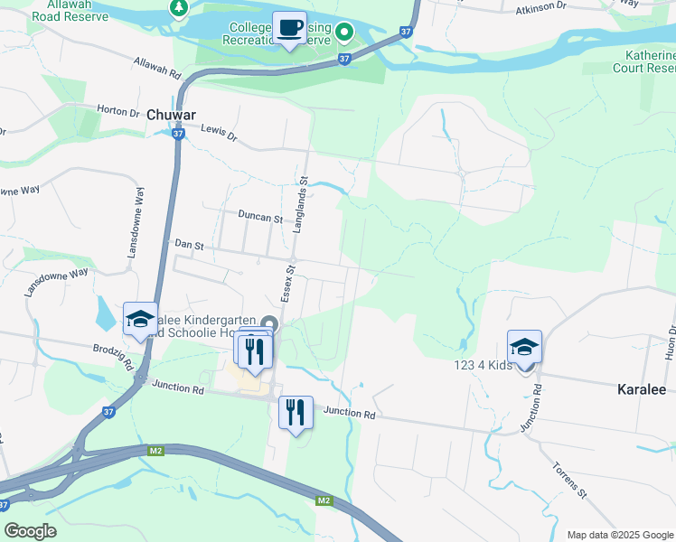 map of restaurants, bars, coffee shops, grocery stores, and more near 81 Dan Street in Karalee