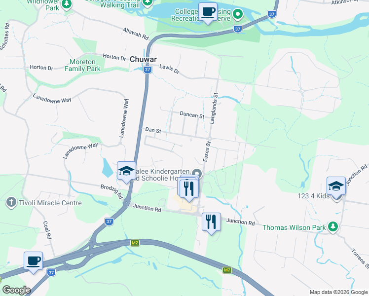 map of restaurants, bars, coffee shops, grocery stores, and more near 93 Lilley Terrace in Chuwar