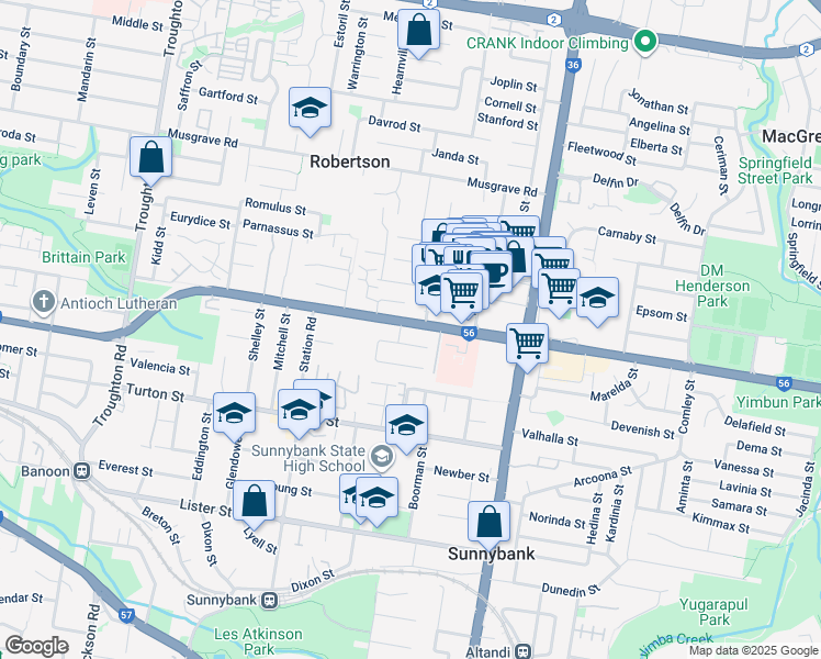 map of restaurants, bars, coffee shops, grocery stores, and more near 231 McCullough Street in Sunnybank