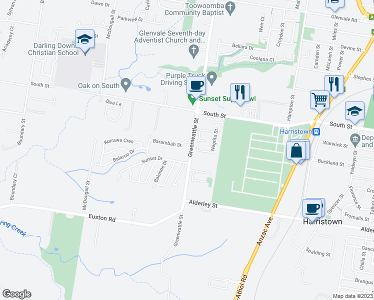 map of restaurants, bars, coffee shops, grocery stores, and more near 745 Greenwattle Street in Glenvale
