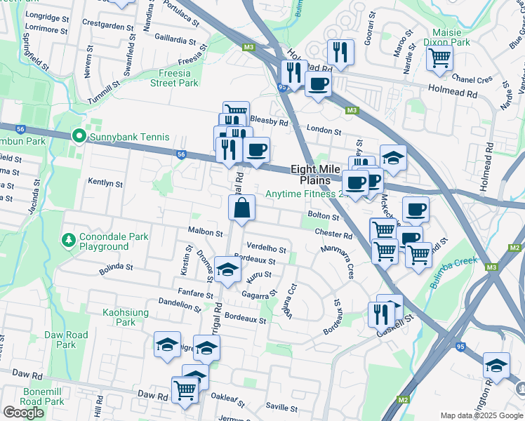 map of restaurants, bars, coffee shops, grocery stores, and more near 108 Bolton Street in Eight Mile Plains