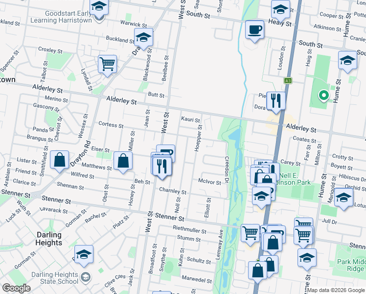 map of restaurants, bars, coffee shops, grocery stores, and more near 9 Noll Street in Kearneys Spring