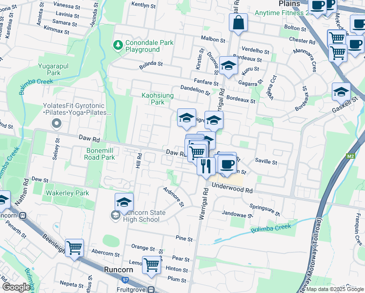 map of restaurants, bars, coffee shops, grocery stores, and more near 89 Daw Road in Runcorn