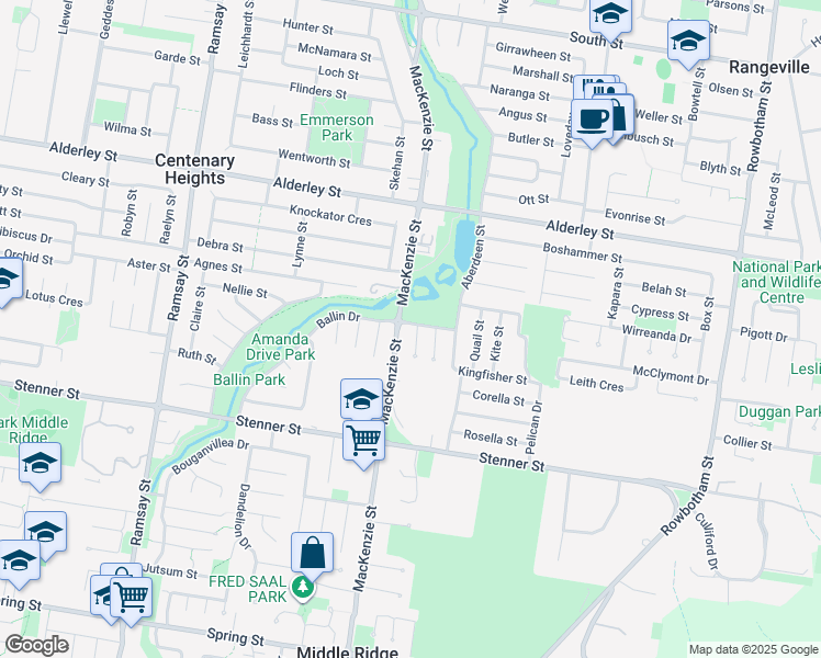 map of restaurants, bars, coffee shops, grocery stores, and more near 10 Waterbird Drive in Rangeville