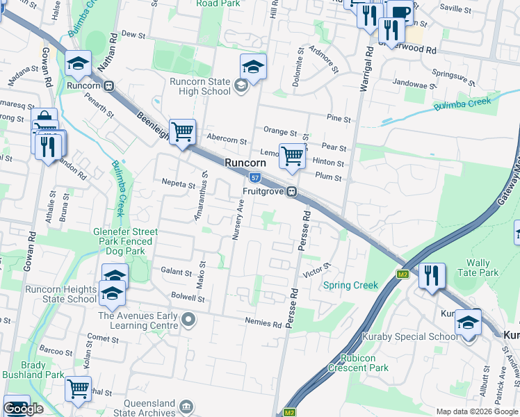 map of restaurants, bars, coffee shops, grocery stores, and more near 3 Ferntree Court in Runcorn