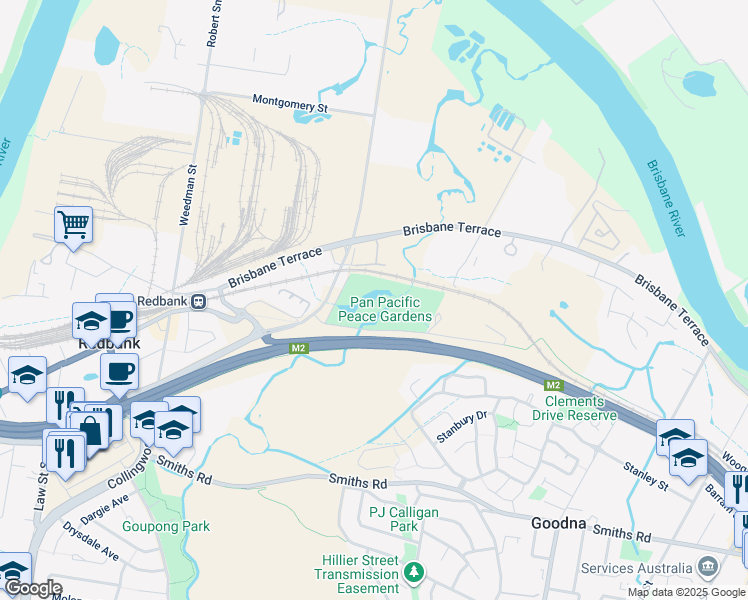 map of restaurants, bars, coffee shops, grocery stores, and more near 1 McAuliffe Street in Redbank
