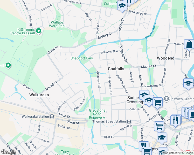 map of restaurants, bars, coffee shops, grocery stores, and more near 92 Gladstone Road in Coalfalls