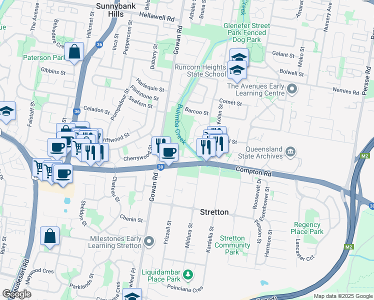 map of restaurants, bars, coffee shops, grocery stores, and more near 42 Esperance Street in Runcorn