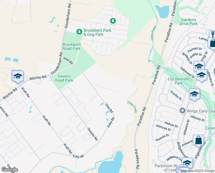 map of restaurants, bars, coffee shops, grocery stores, and more near 36 Landel Street in Pallara