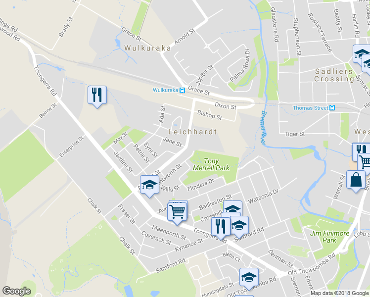 map of restaurants, bars, coffee shops, grocery stores, and more near 19 Aspinall Street in Leichhardt