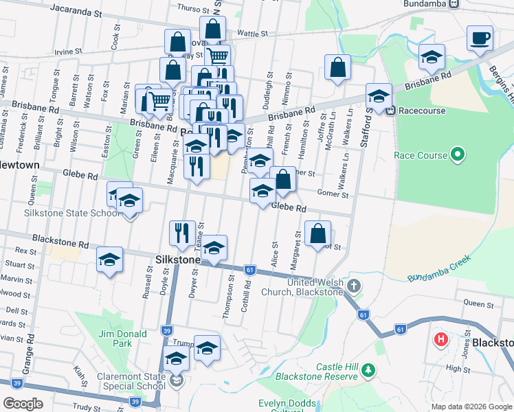 map of restaurants, bars, coffee shops, grocery stores, and more near 35 Cothill Road in Silkstone