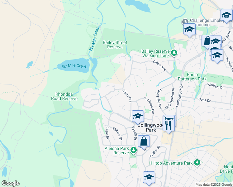 map of restaurants, bars, coffee shops, grocery stores, and more near 18 MacBride Court in Collingwood Park