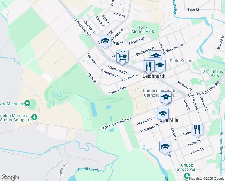 map of restaurants, bars, coffee shops, grocery stores, and more near 12 Samford Road in Leichhardt