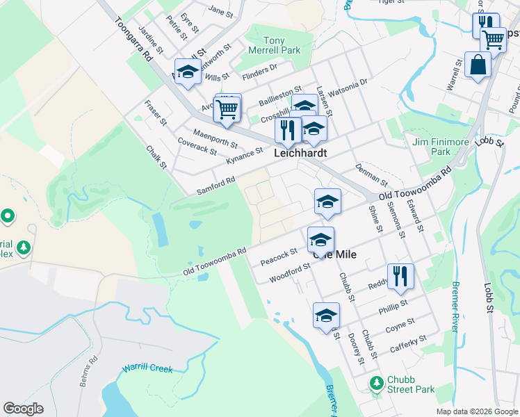 map of restaurants, bars, coffee shops, grocery stores, and more near 61 Huntingdale Street in Leichhardt
